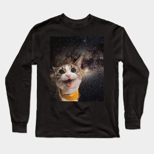 Cute Astro Space Cat In Universe Long Sleeve T-Shirt